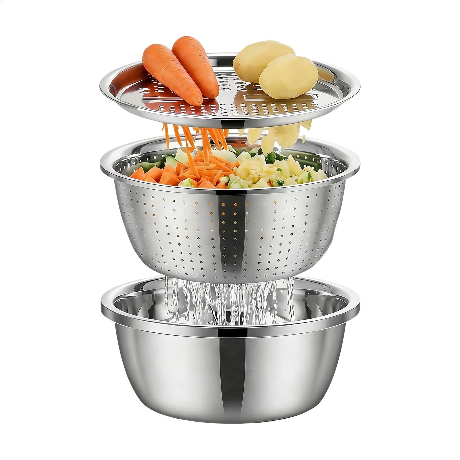Meal Prep With Rice - Paslanmaz Çelik Süzgeç Kevgir 26cm Sebze
